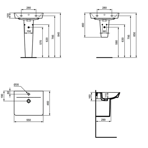 IDEAL STANDARD CONNECT AIR LAVABO 550  E074401 4