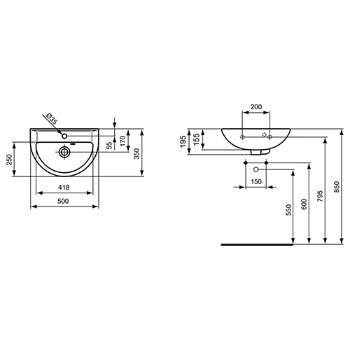 IDEAL STANDARD ECCO LAVABO 500  V200101 2