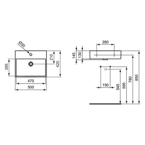 IDEAL STANDARD STRADA LAVABO 500  K077701 5