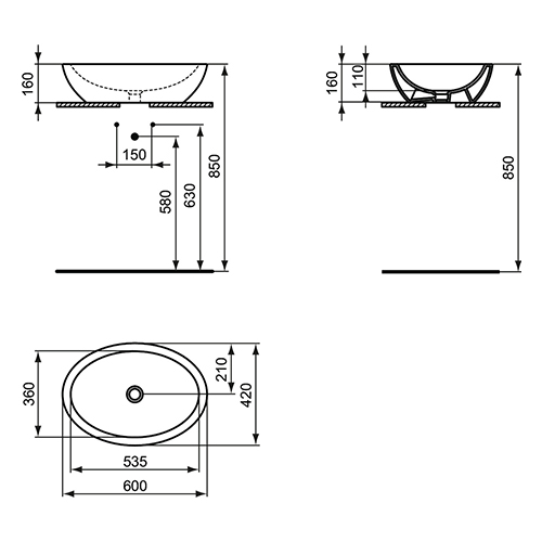 IDEAL STANDARD STRADA LAVABO 600 OVALNI  K078401 5