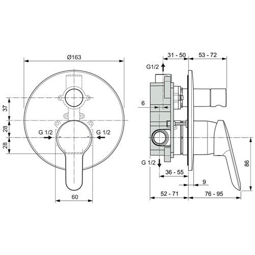 IDEAL STANDARD ALPHA UGRADNA SA PREBACIVAČEM  A7185AA 3