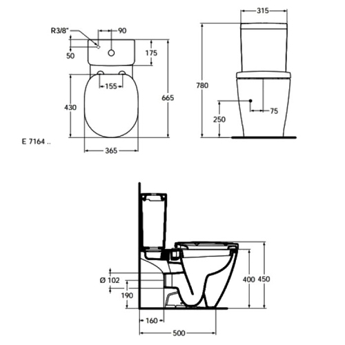 IDEAL STANDARD CONNECT CUBE MONOBLOK SIMPLON SA WC DASKOM  E716401 2