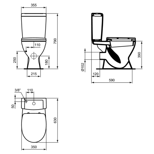 IDEAL STANDARD EUROVIT MONOBLOK BALTIK + SOFT-CLOSE DASKA  V337101 2