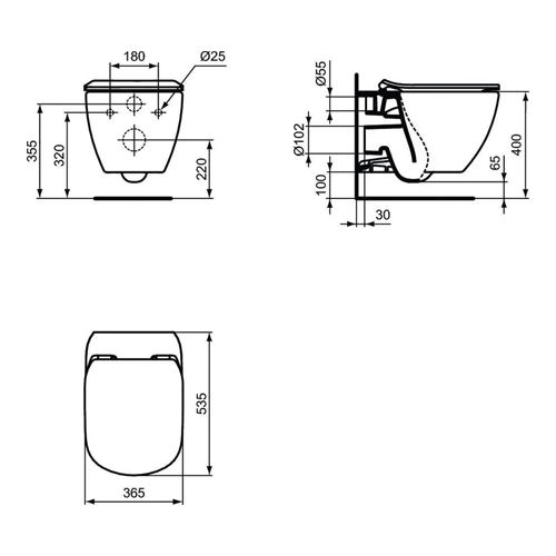 IDEAL STANDARD TESI WC ŠOLJA KONZOLNA AQUA BLADE + WC DASKA  T354601 3