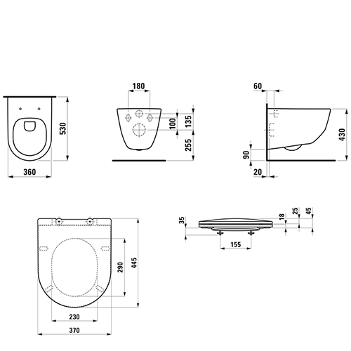 LAUFEN PRO WC ŠOLJA KONZOLNA RIMLESS SA WC DASKOM SLIM SOFT CLOSE KOMPLET 5