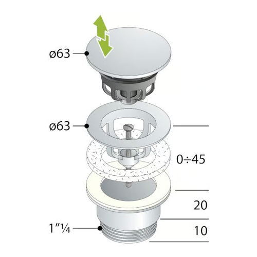 TEA NADSKLOP ZA LAVABO KLIK-KLAK SA ŠRAFOM  7532.310.5 3