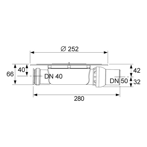 TECE SLIVNIK TELO HORIZONTALNI F50 PLITKI  3601400 2