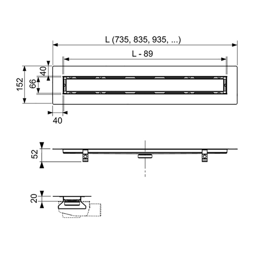 TECE DRAINLINE REŠETKA ZA PLOČICU/KAMEN 1500 mm  651500 5