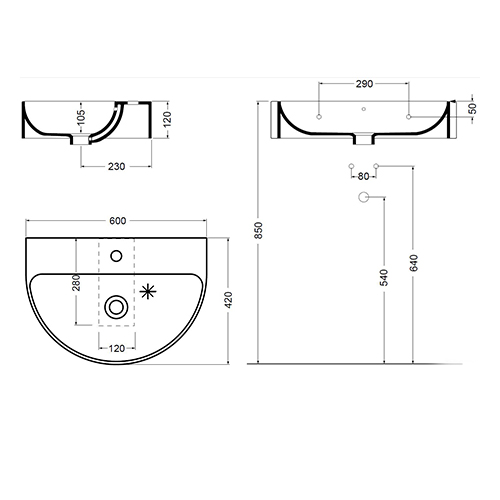 AXA NORMAL LAVABO 600x420 OVALNI  WS11701 4