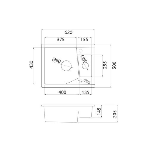 SUDOPERA METALAC GRANIT xLINEA M 1.5D BELA 620x500 192045 2